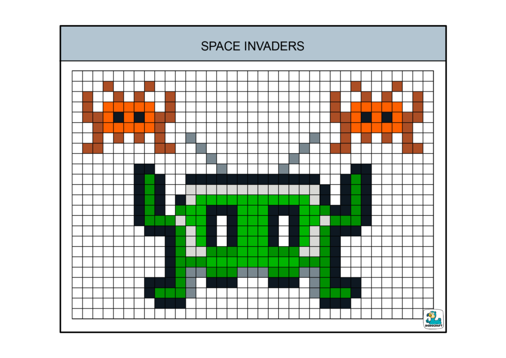 Space invaders pixel art dodocraft