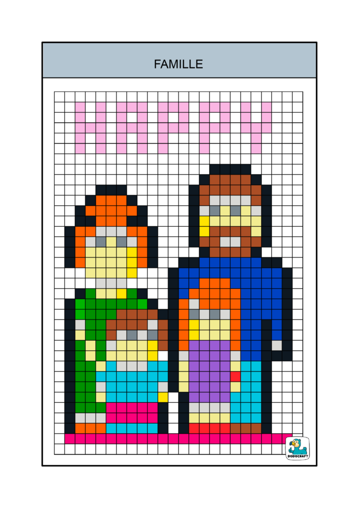 Famille pixel art dodocraft
