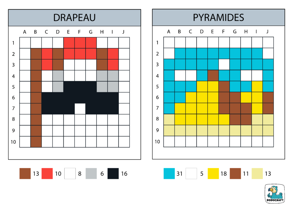 Egypte en Pixel Art - drapeau et pyramides