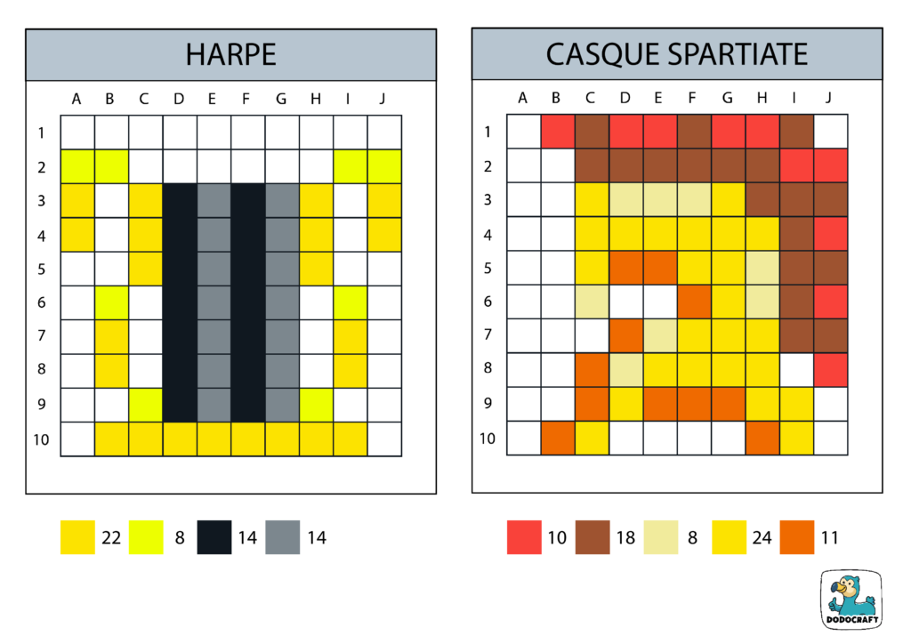 Grèce en Pixel Art - harpe et casque